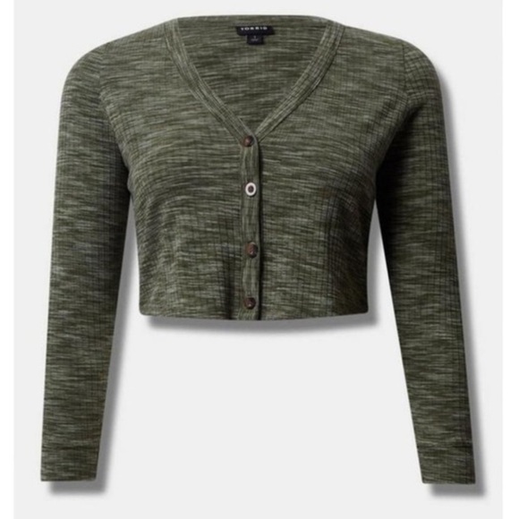 💚TORRID NWT Green Cardigan - Cropped 1X - Picture 2 of 10
